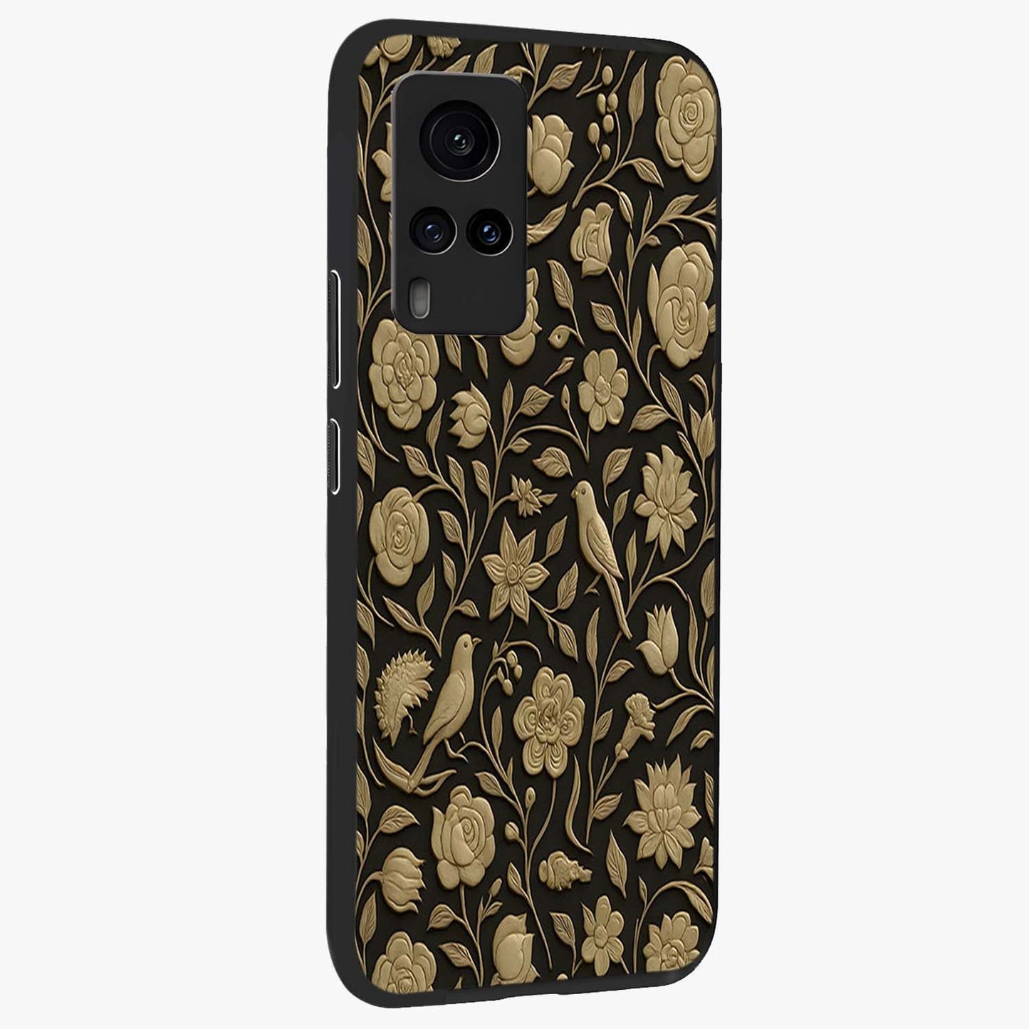 Golden Evil Eye Mandala Glass Case upright view showcasing decorative evil eye mandala artwork with spiritual aesthetic style.