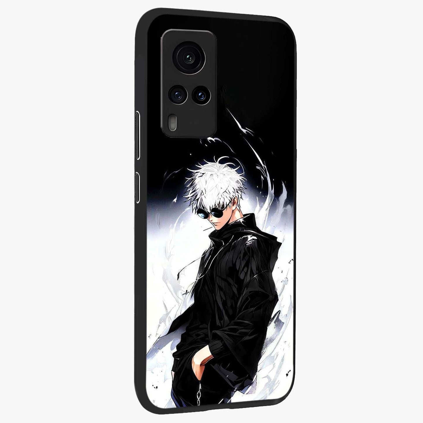 Limitless Shadow King Glass Case upright view showcasing bold shadow warrior artwork with epic fantasy theme.