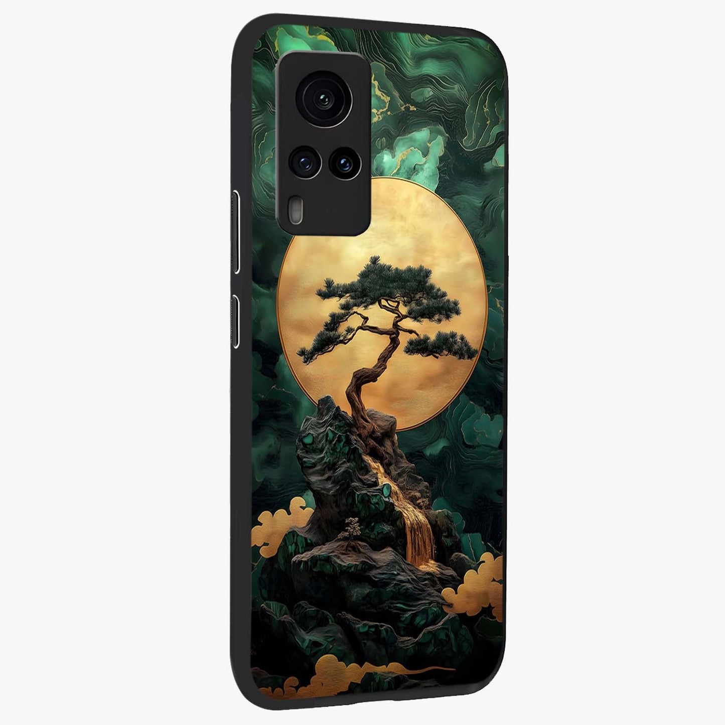 Zen Moon Rise Glass Case upright view showcasing serene moon artwork with tranquil night theme.