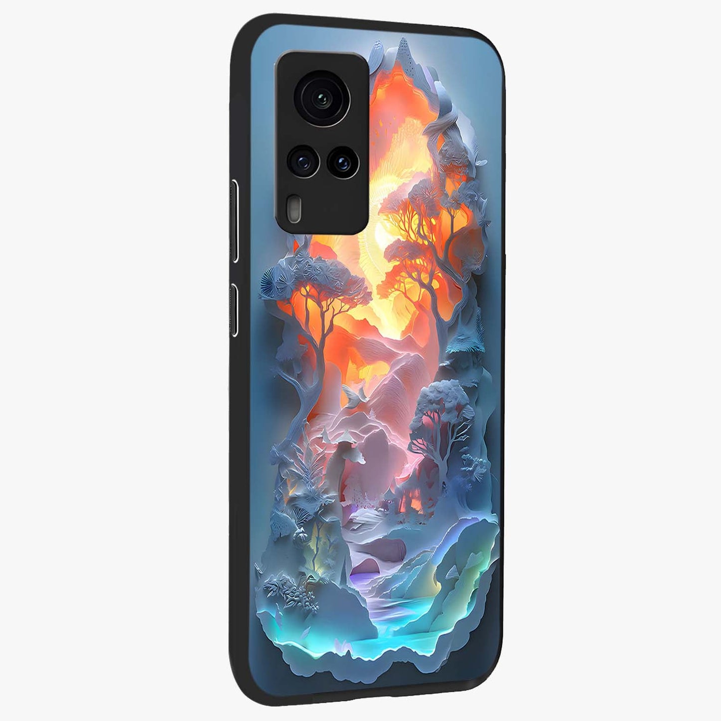 Glow Forest Portal Glass Case upright view showcasing enchanted forest portal artwork with fantasy nature theme.