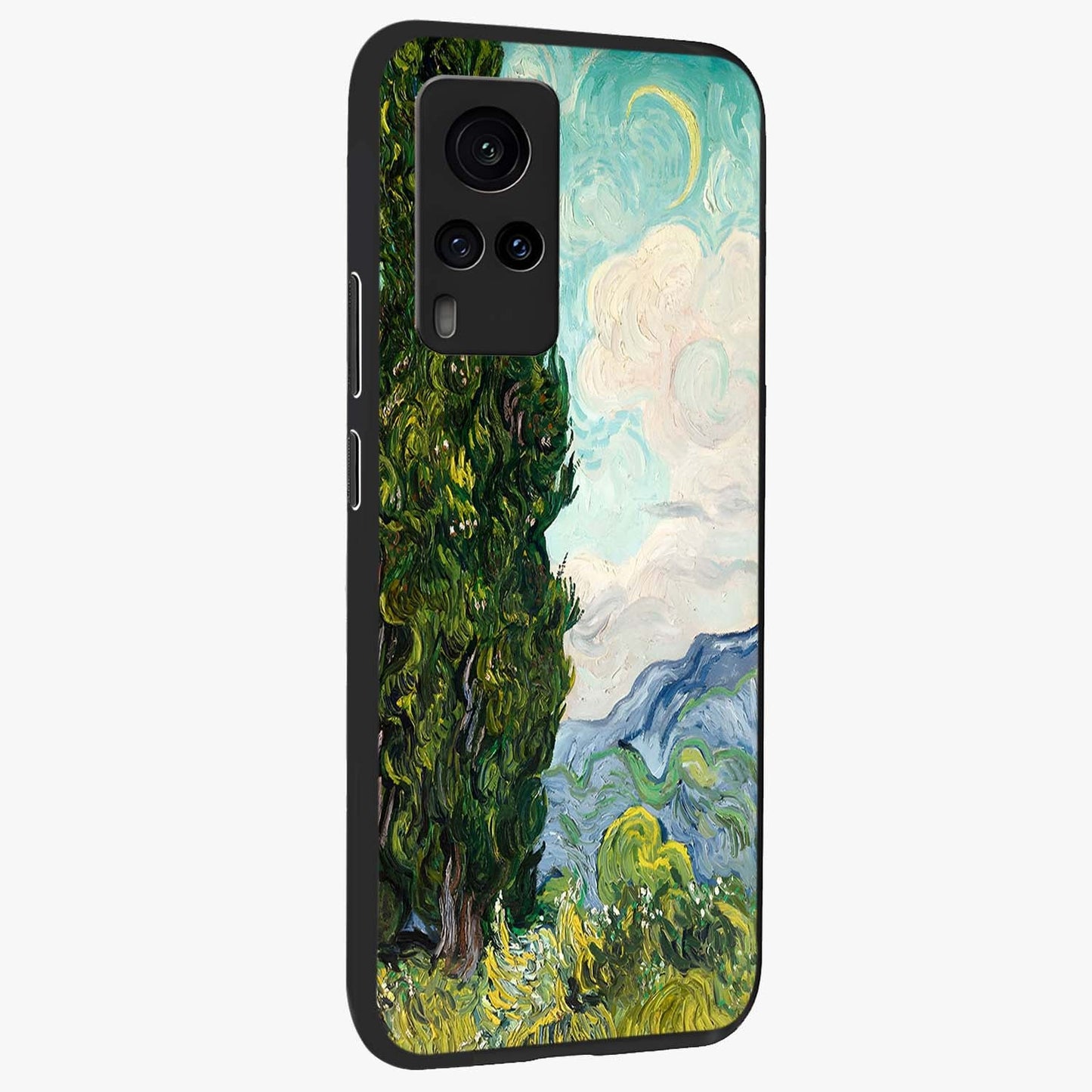 Van Gogh Vintage Art Glass Case upright view showcasing elegant vintage painting artwork with artistic heritage theme.