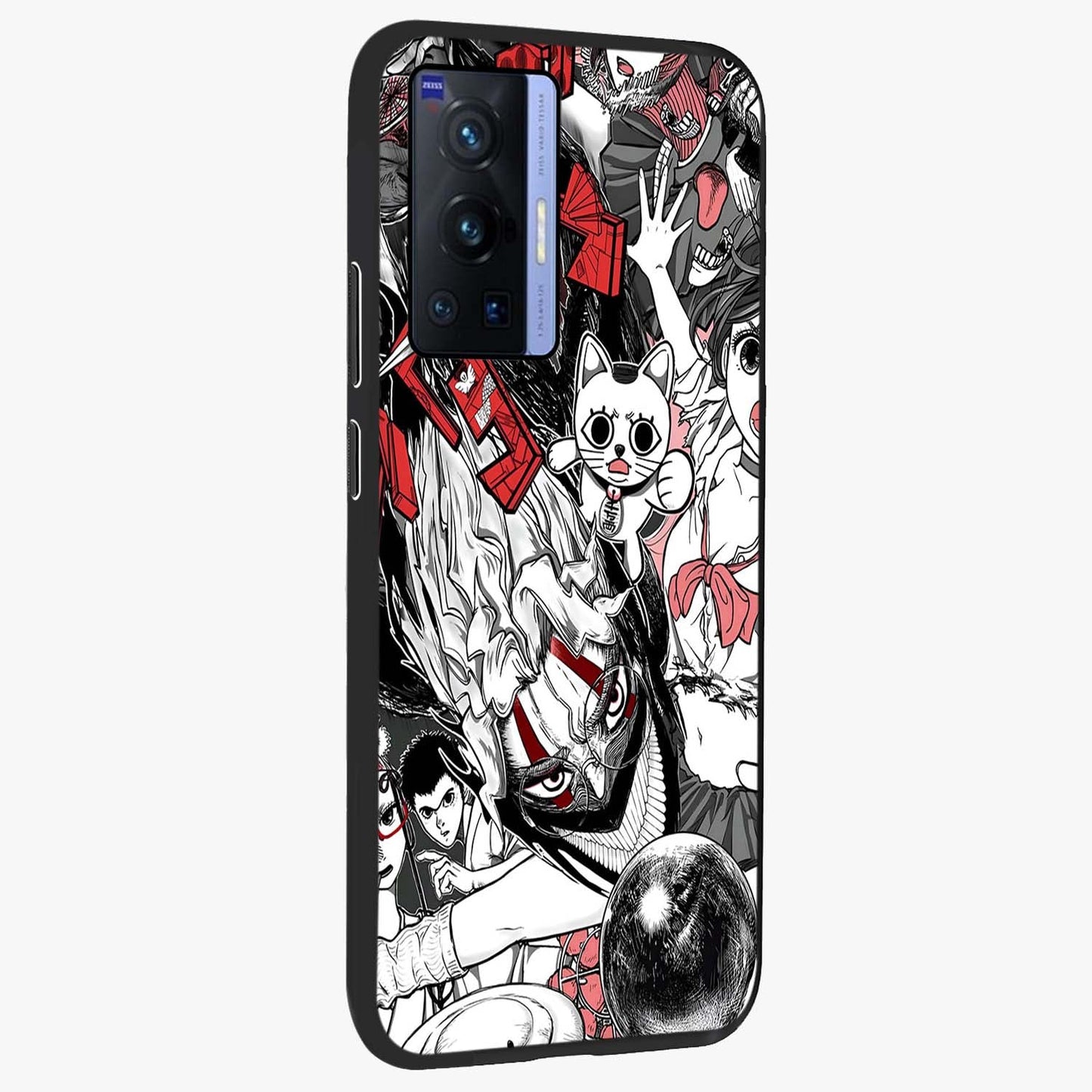 Crimson Chaos Panel Glass Case upright view showcasing intense crimson artwork with dramatic aesthetic style.
