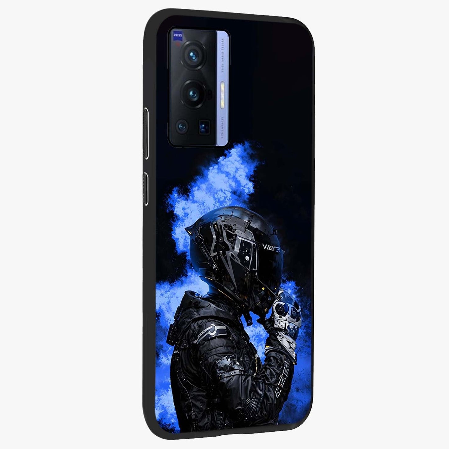 Cyber Sentinel Protocol Glass Case upright view showcasing advanced cyber sentinel artwork with futuristic tech theme.