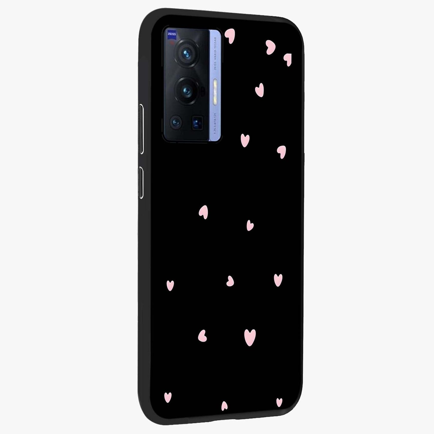 Pink Love Drops Glass Case upright view showcasing charming heart drop artwork with romantic playful theme.