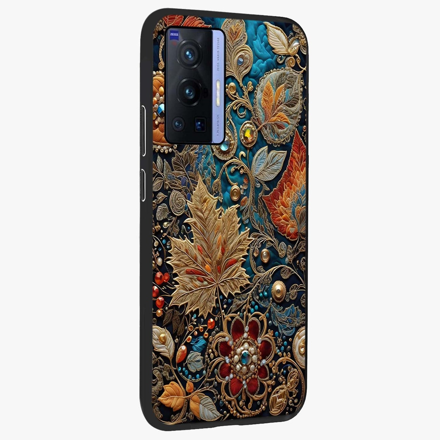 Royal Jewel Garden Glass Case upright view showcasing rich floral artwork with luxurious garden theme.