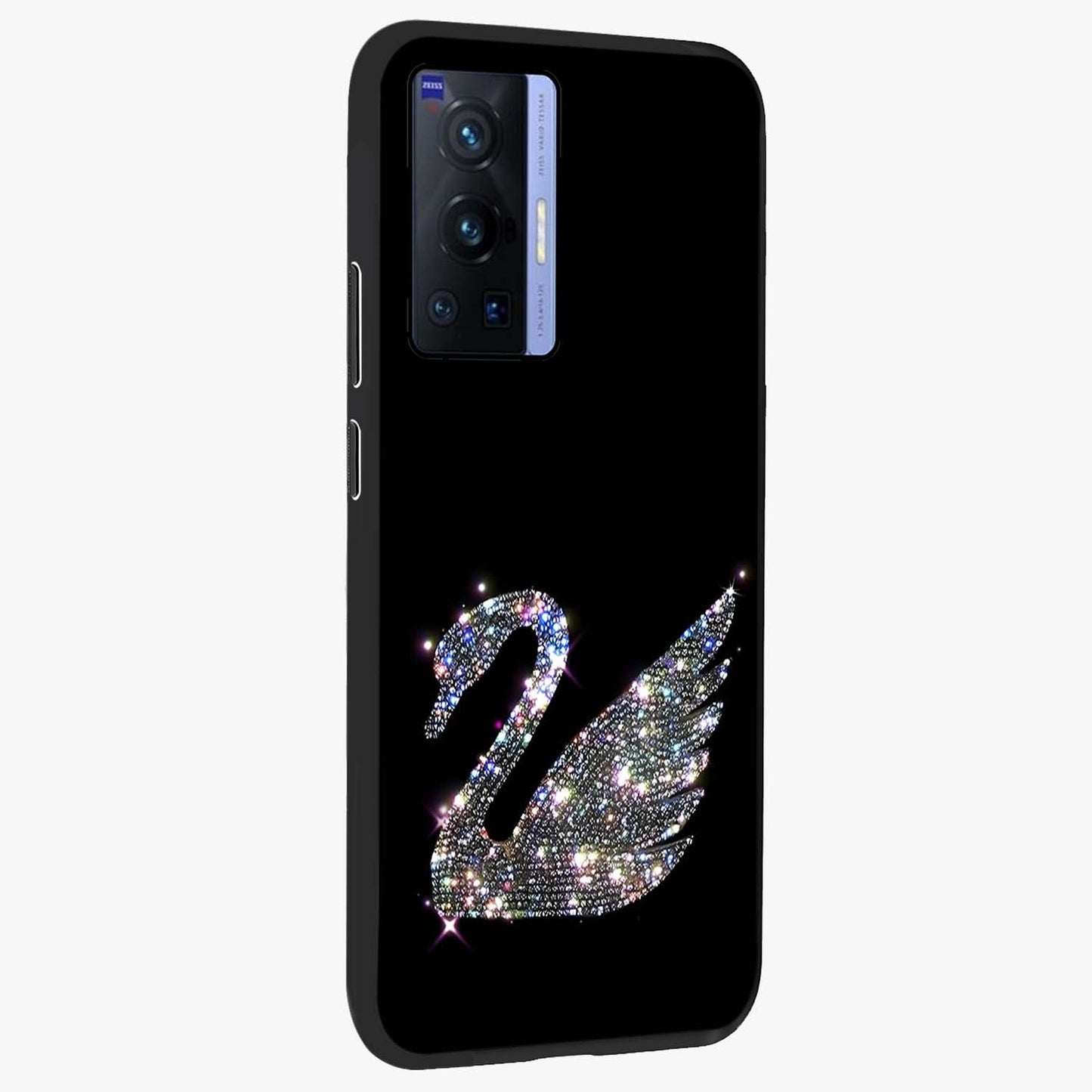 Starlit Swan Grace Glass Case upright view showcasing beautiful swan artwork with peaceful night themed design.