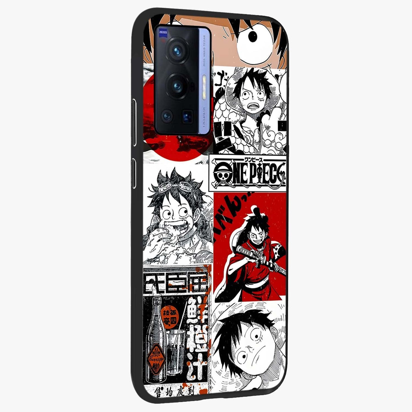 Strawhat Chaos Panels Glass Case upright view showcasing energetic anime artwork with bold adventure theme.