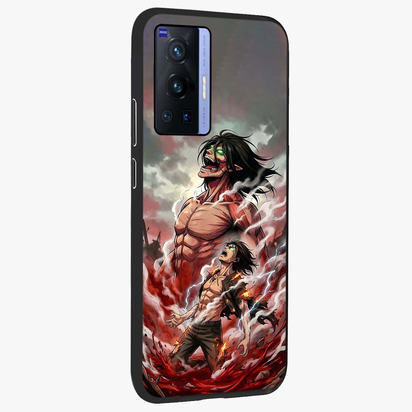 Titan Awakening Fury Glass Case upright view showcasing intense titan artwork with epic fantasy theme.