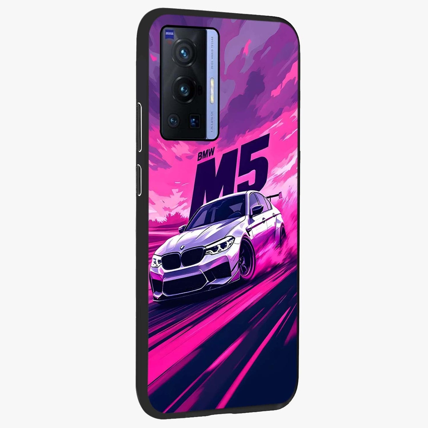 Velocity Drift Pulse Glass Case upright view showcasing powerful racing artwork with energetic motorsport theme.