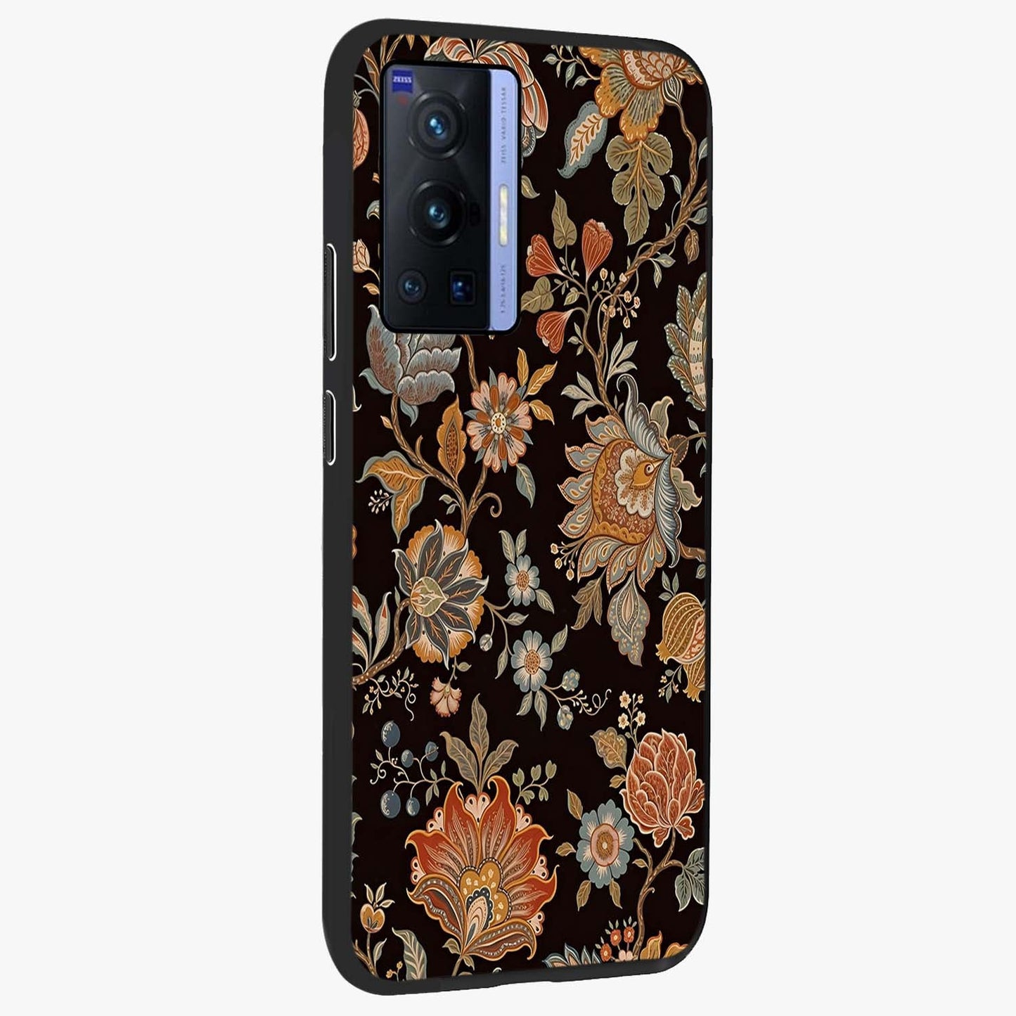 Vintage Floral Dream Glass Case upright view showcasing delicate floral artwork with timeless vintage theme.