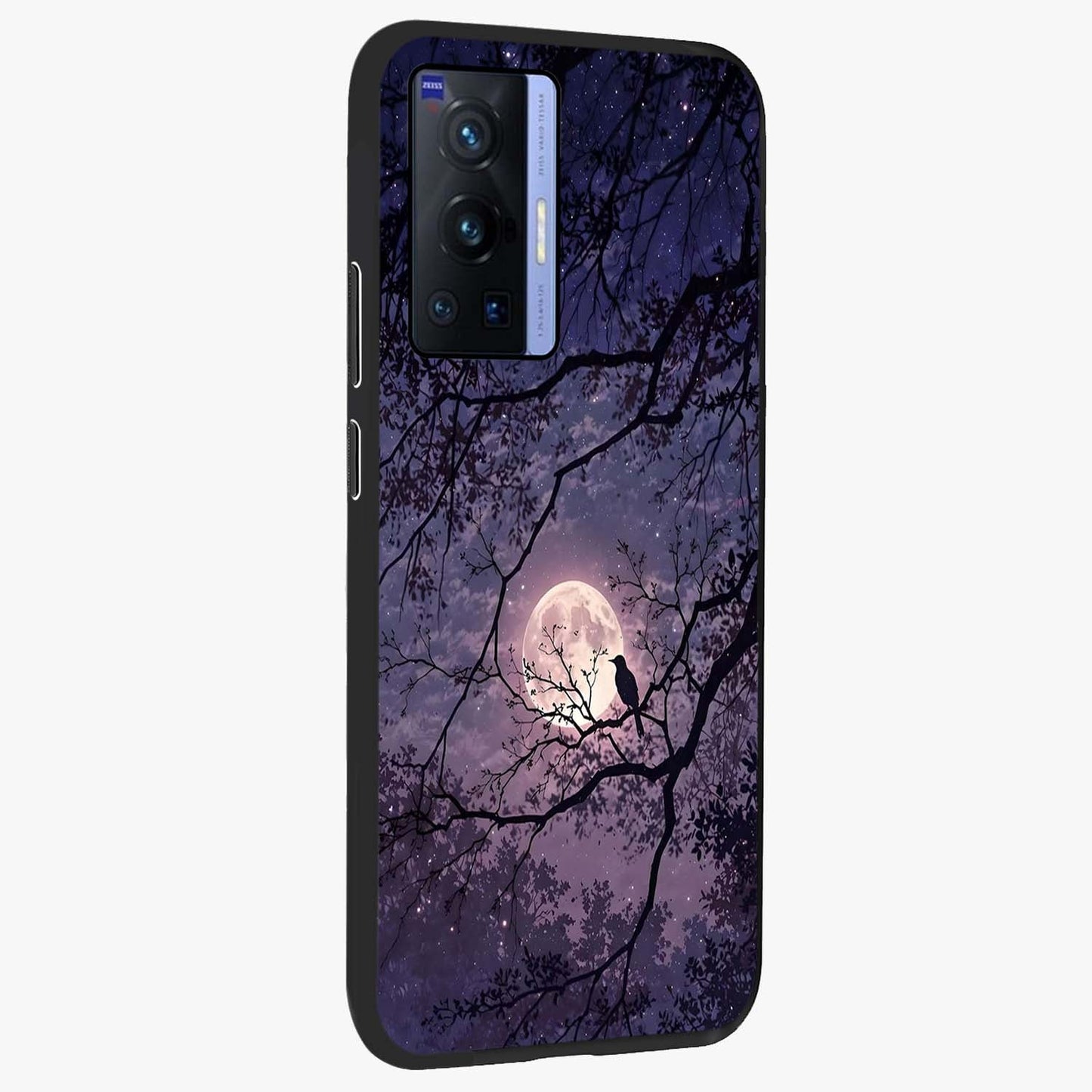 Whispering Moon Silence Glass Case upright view showcasing peaceful moon artwork with tranquil celestial theme.