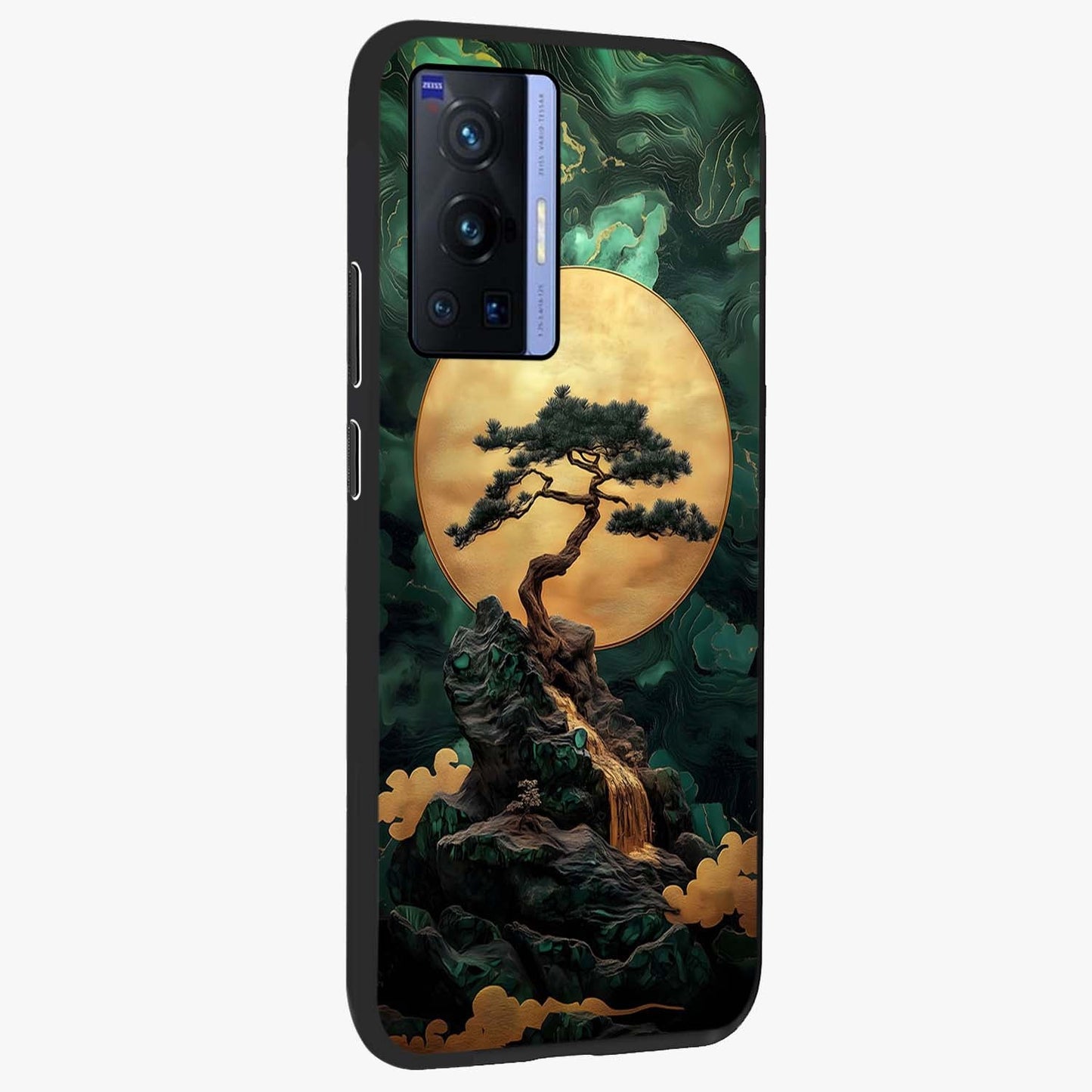 Zen Moon Rise Glass Case upright view showcasing serene moon artwork with tranquil night theme.