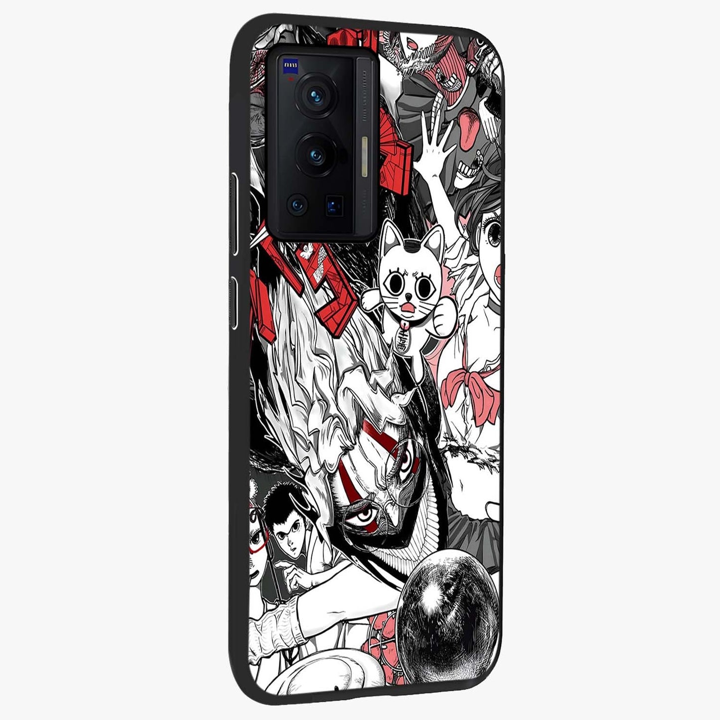 Crimson Chaos Panel Glass Case upright view showcasing intense crimson artwork with dramatic aesthetic style.
