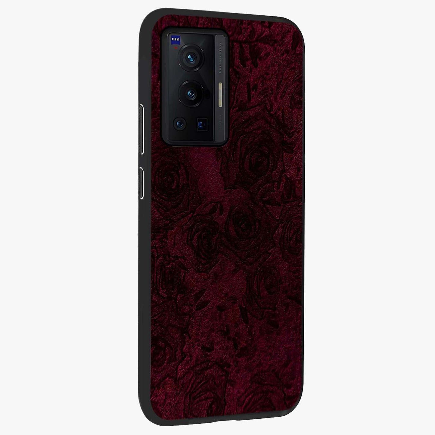 Crimson Fade Flow Glass Case upright view showcasing dynamic crimson flow artwork with stylish abstract theme.