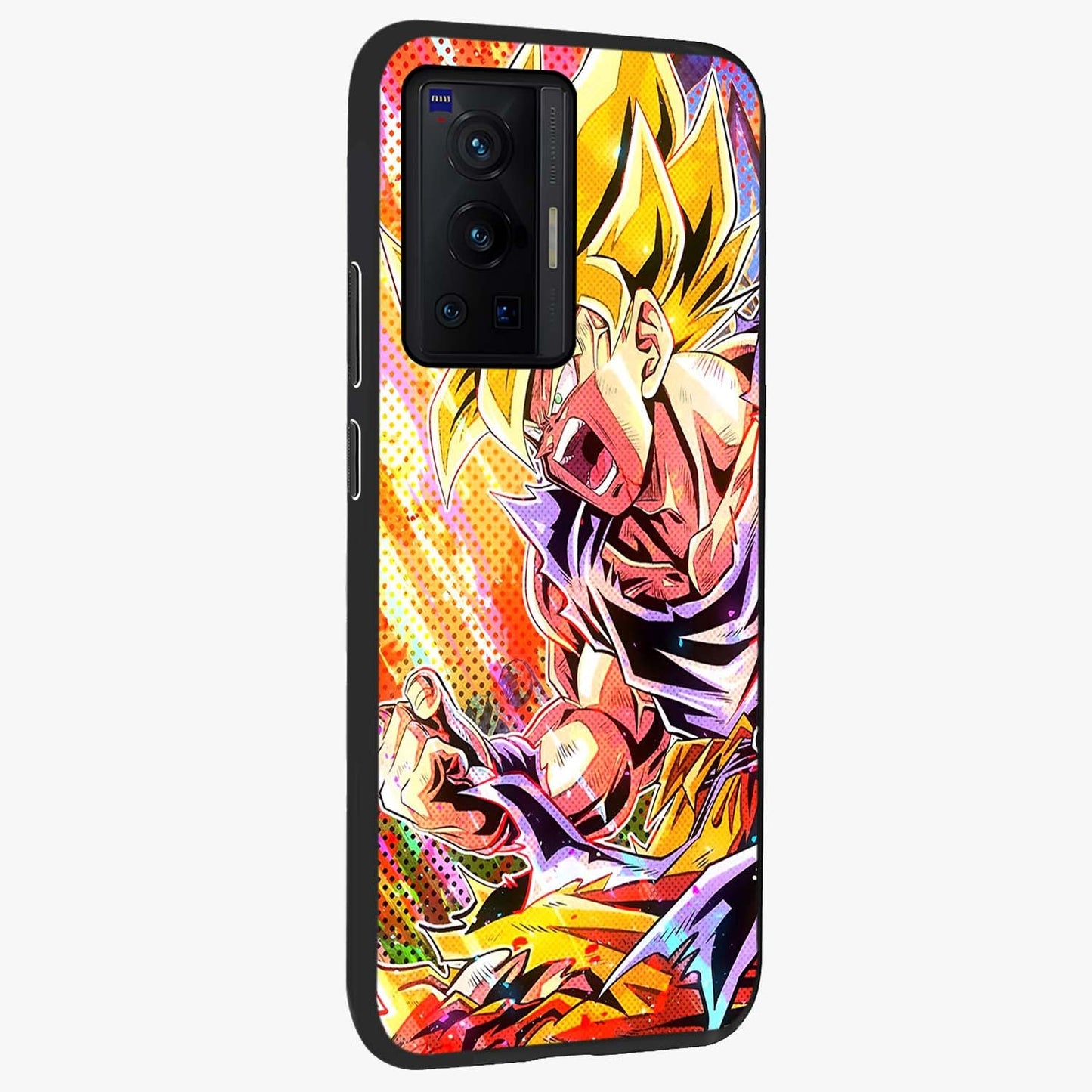 Firing Goku Glass Case upright view showcasing energetic anime artwork with bold warrior theme.