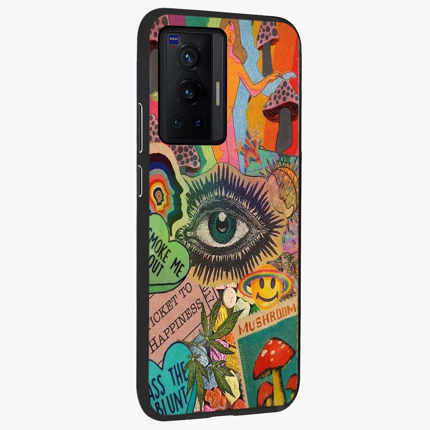 Mystic Eye Wonderland Glass Case upright view showcasing symbolic eye artwork with mysterious fantasy theme.