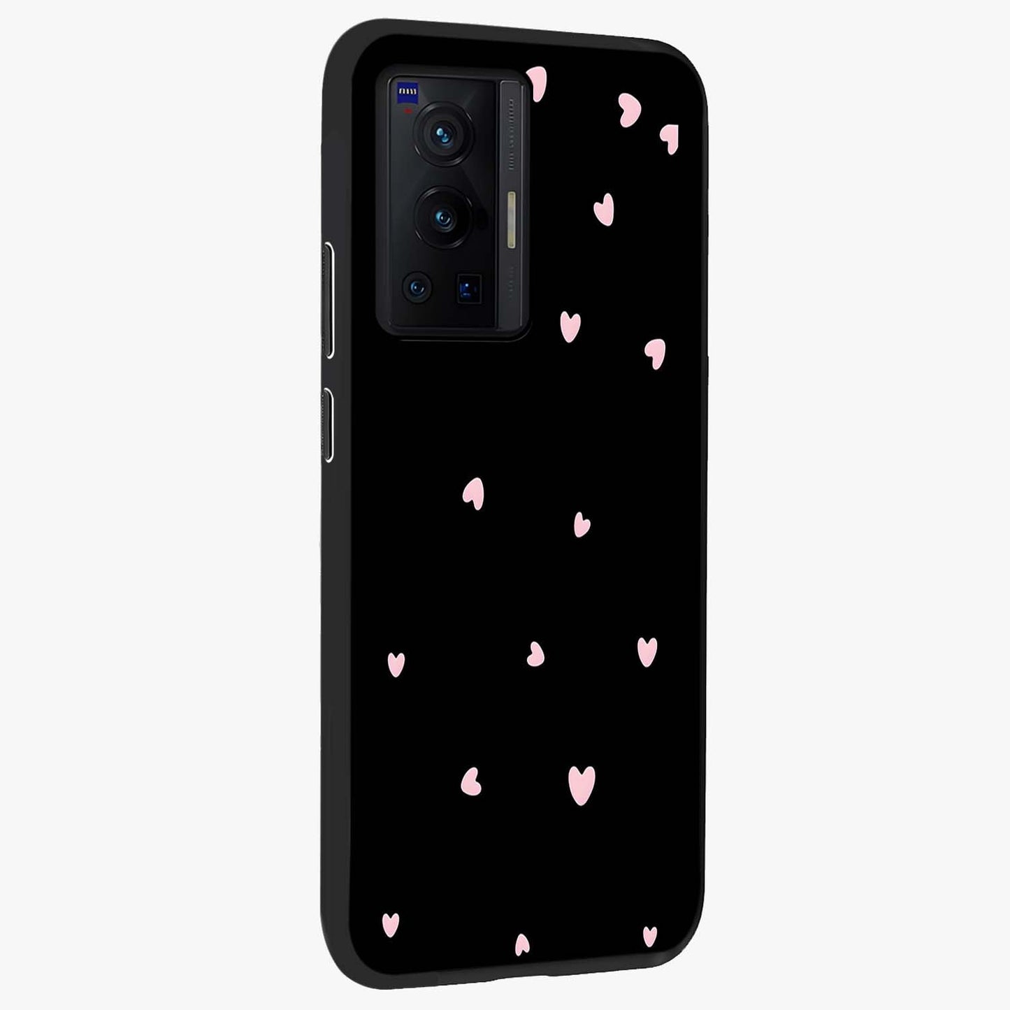 Pink Love Drops Glass Case upright view showcasing charming heart drop artwork with romantic playful theme.