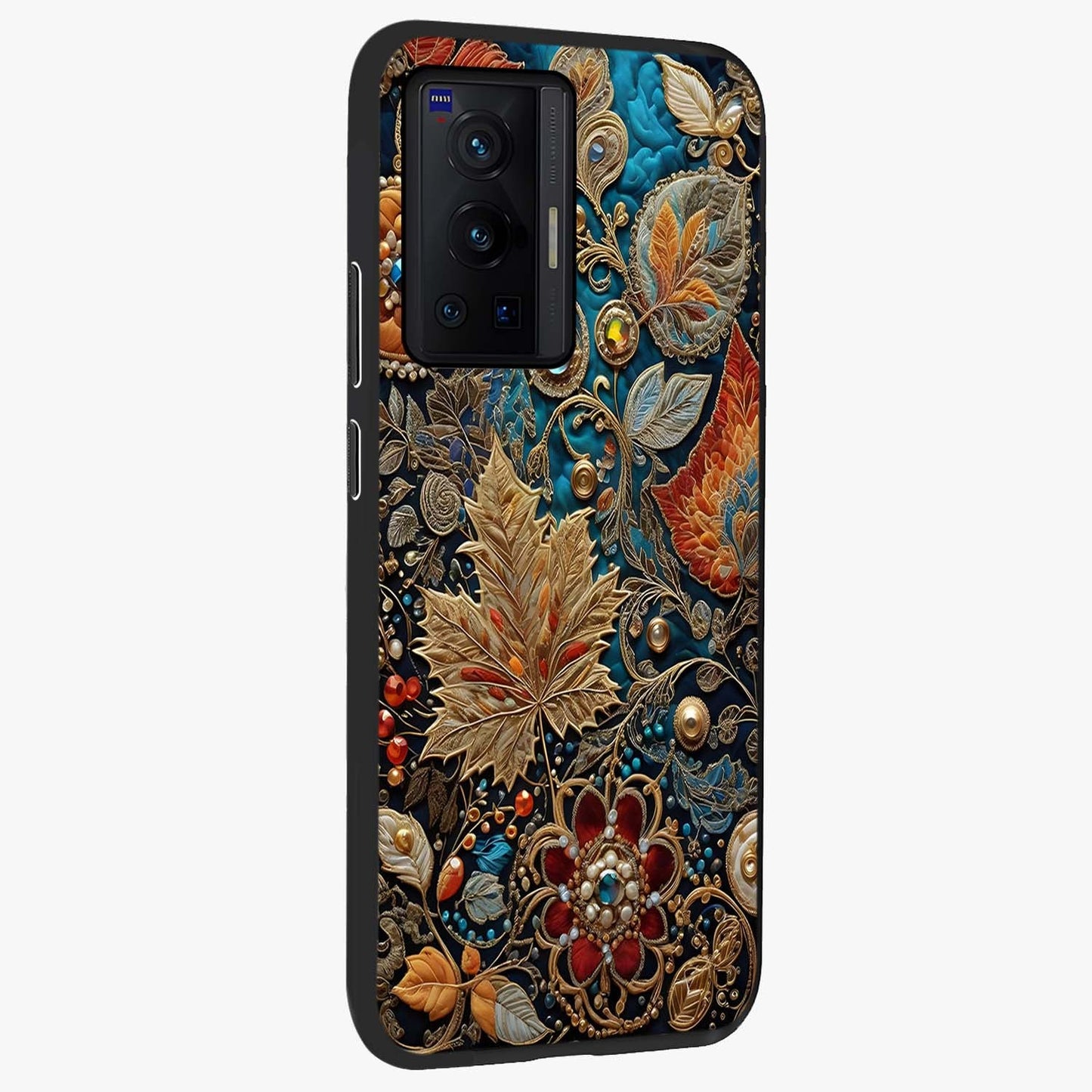 Royal Jewel Garden Glass Case upright view showcasing rich floral artwork with luxurious garden theme.