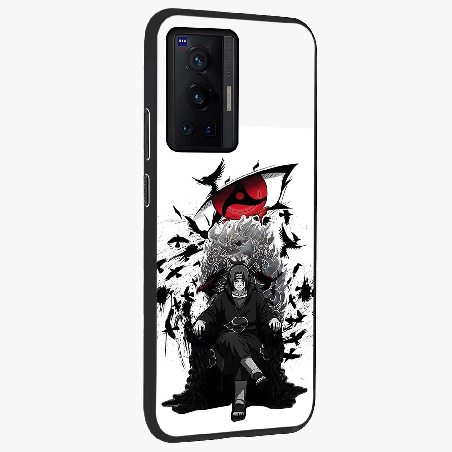 Uchiha Shadow Throne Glass Case upright view showcasing magical underwater galaxy artwork with vibrant cosmic theme.