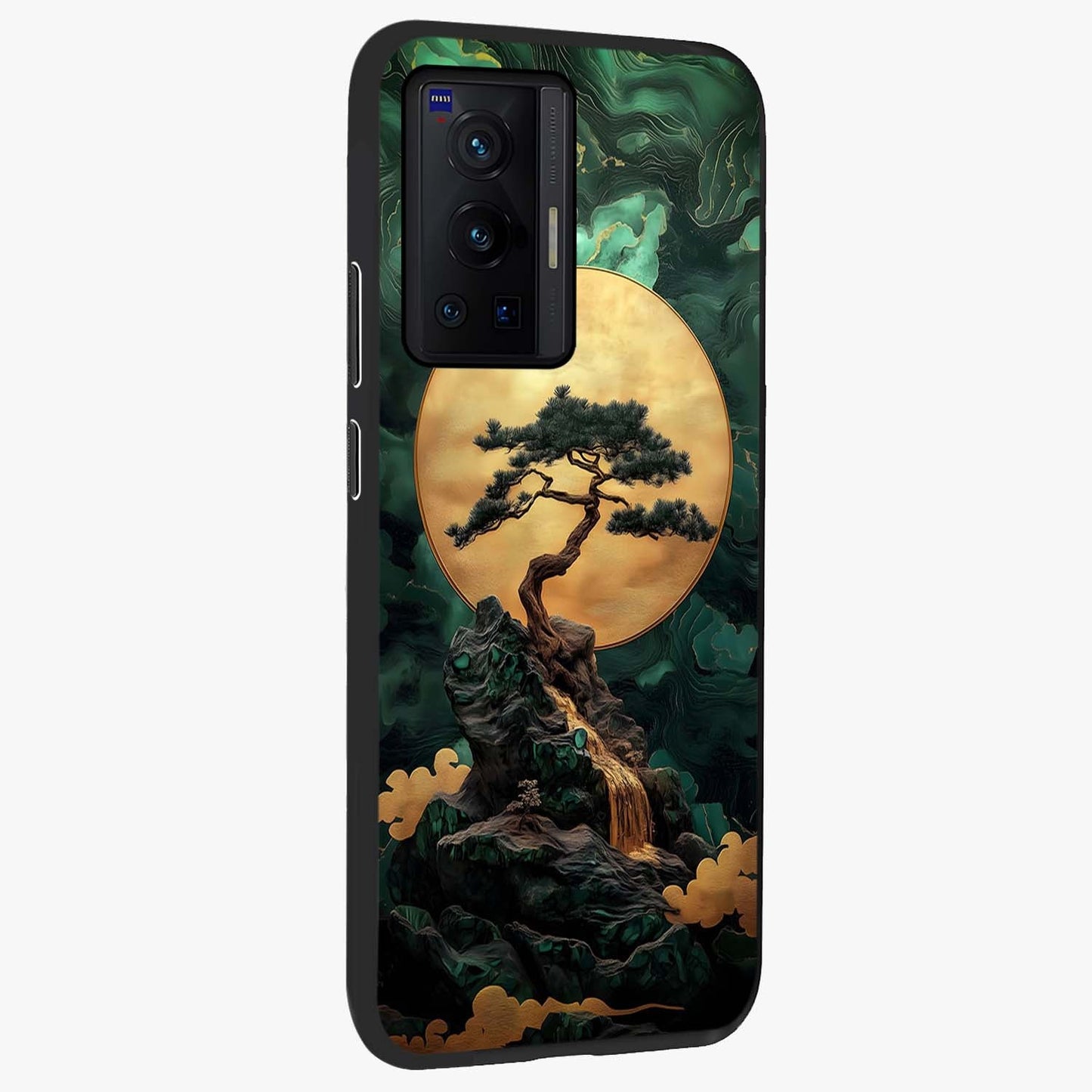 Zen Moon Rise Glass Case upright view showcasing serene moon artwork with tranquil night theme.