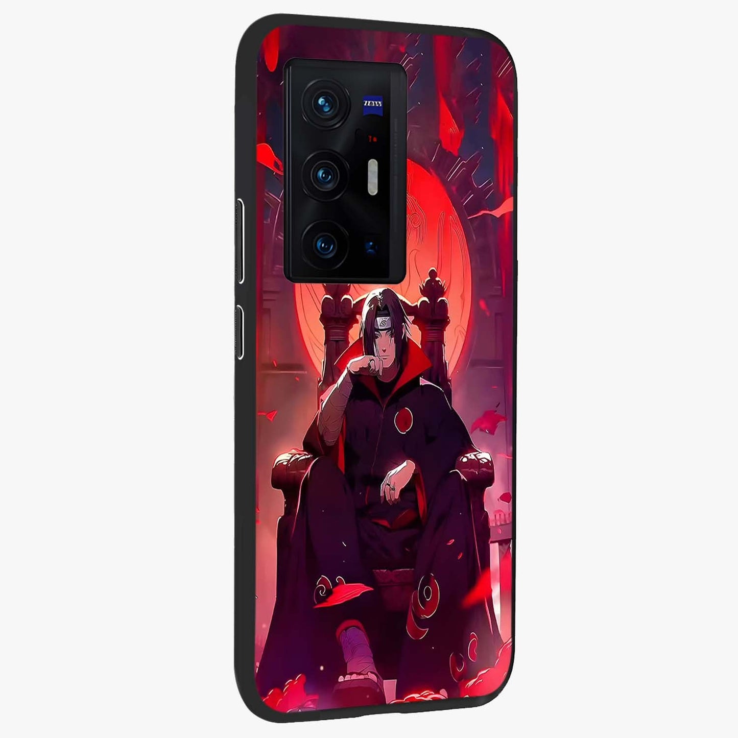 Blood Moon Sovereign Glass Case upright view showcasing powerful moon inspired artwork with cosmic aesthetic style.