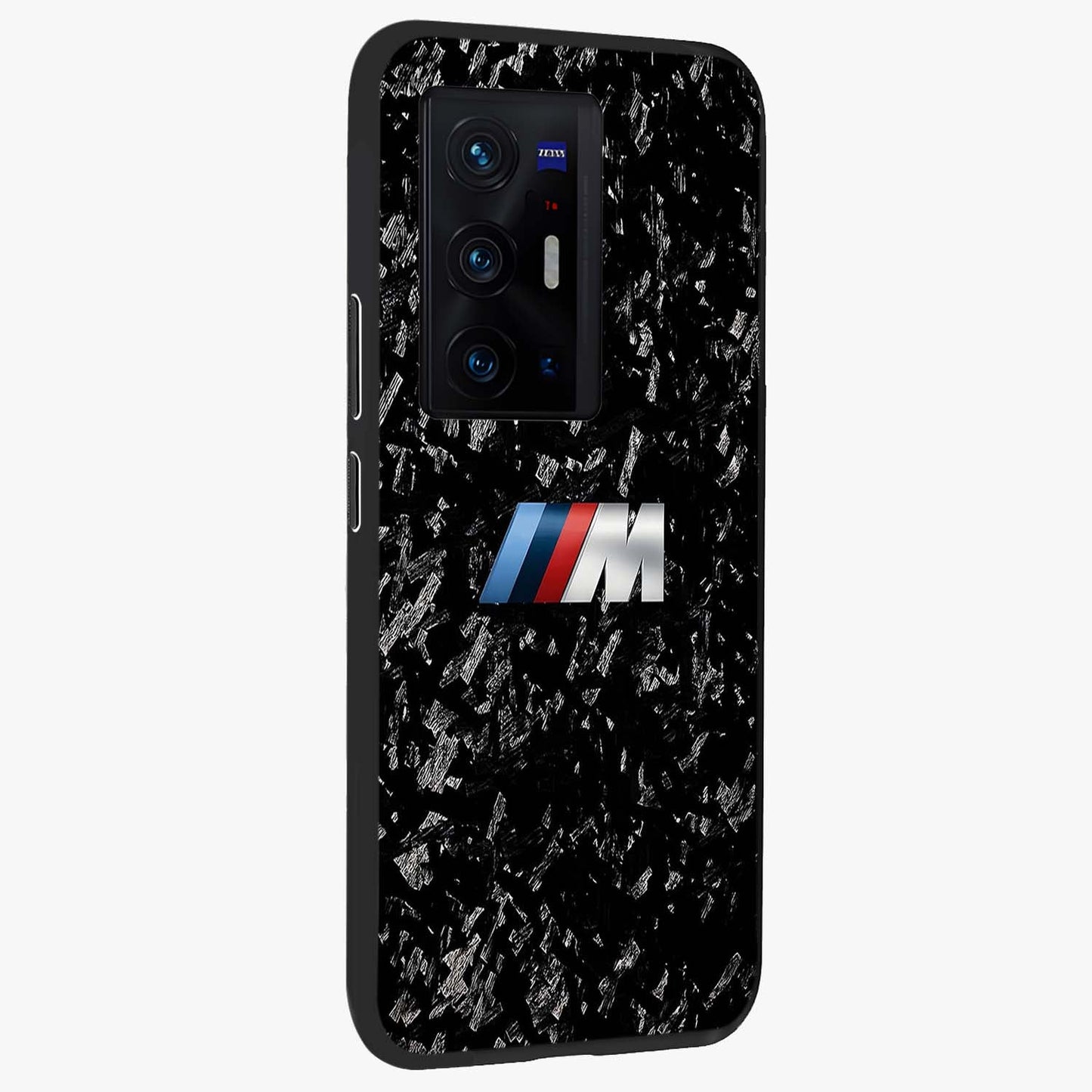 Carbon Speed Mark Glass Case upright view showcasing modern carbon speed graphic with bold automotive theme.