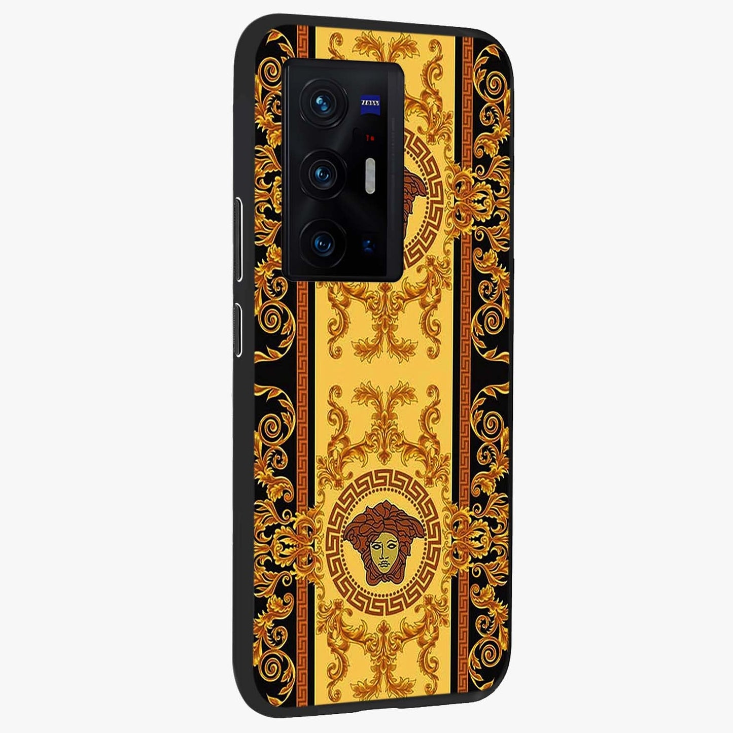 Golden Lotus Glow Glass Case upright view showcasing luminous lotus artwork with peaceful divine theme.