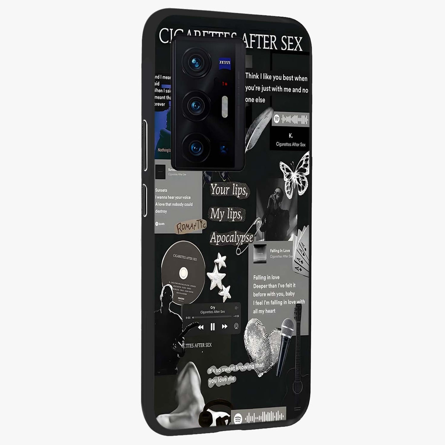 Midnight Love Echo Glass Case upright view showcasing expressive romantic artwork with dreamy midnight theme.