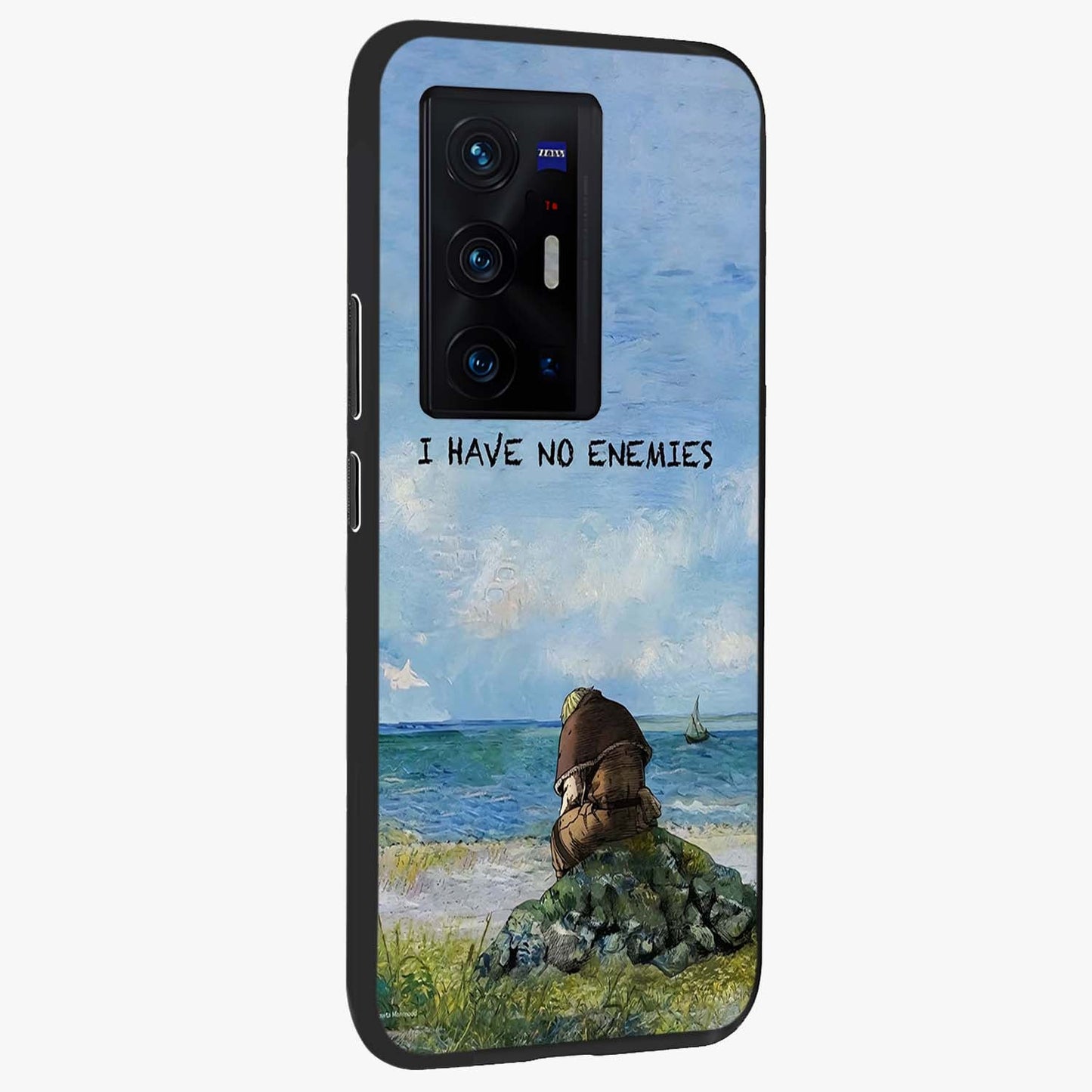 Peace Beyond War Glass Case upright view showcasing powerful peace symbol artwork with inspirational theme.