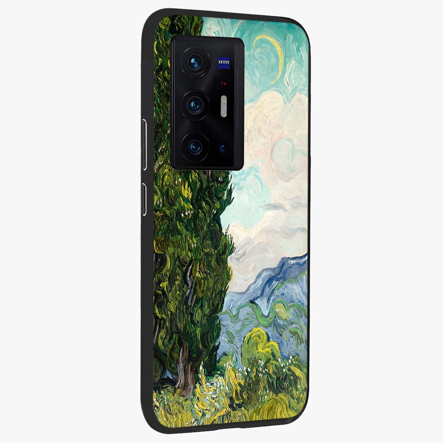 Van Gogh Vintage Art Glass Case upright view showcasing elegant vintage painting artwork with artistic heritage theme.