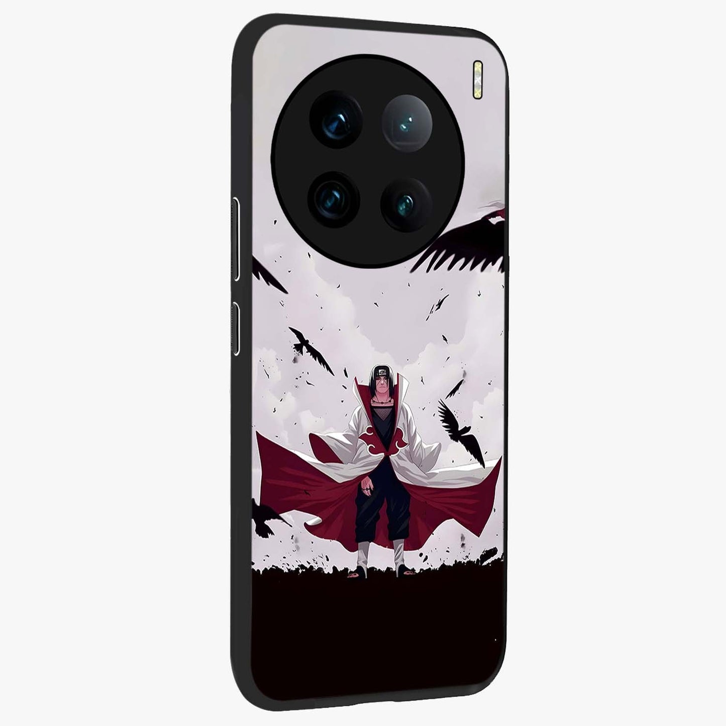 Crimson Crow Ascension Glass Case upright view showcasing dramatic crow artwork with bold gothic theme.