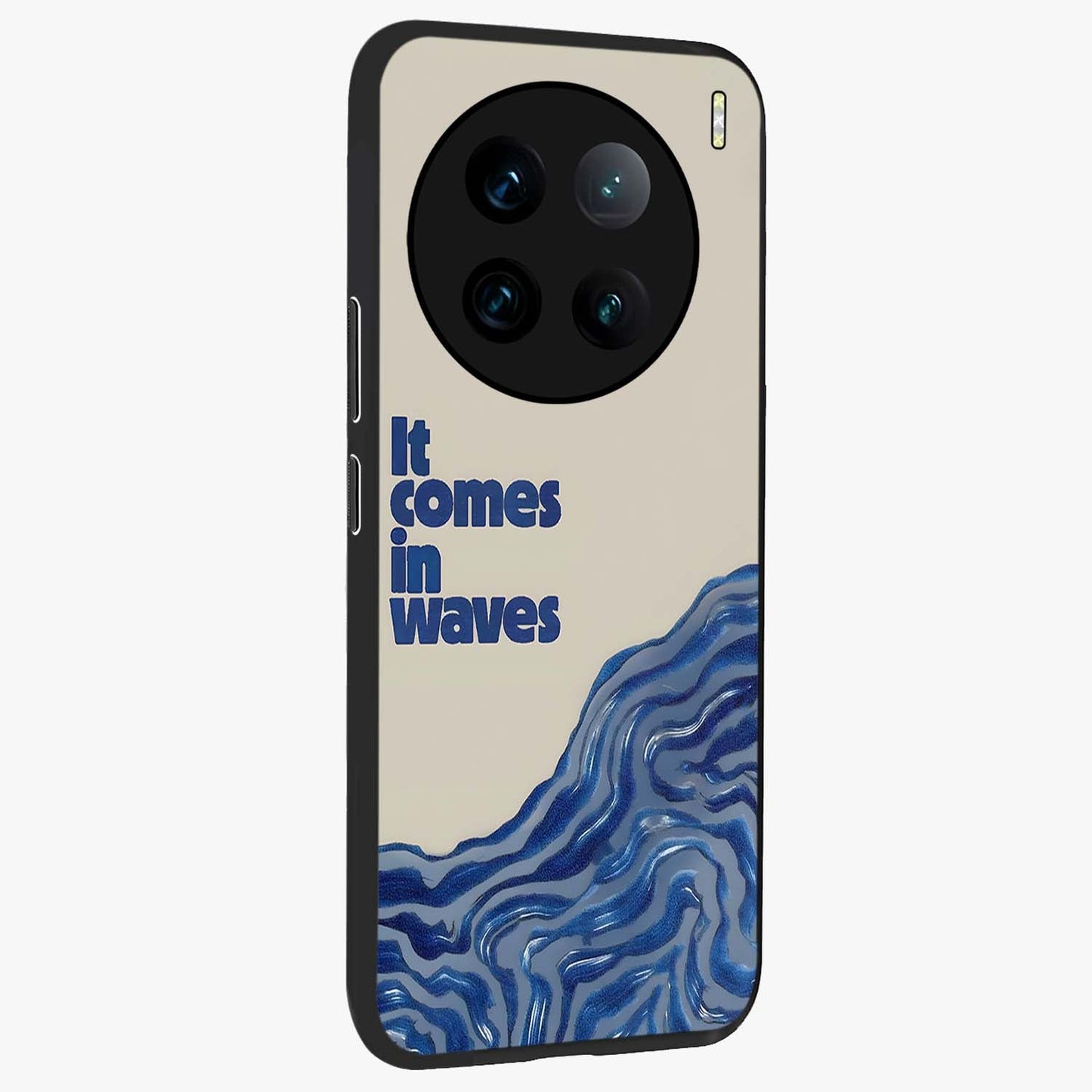 Itachi Sharingan Glass Case upright view showcasing intense anime eye artwork with bold character theme.