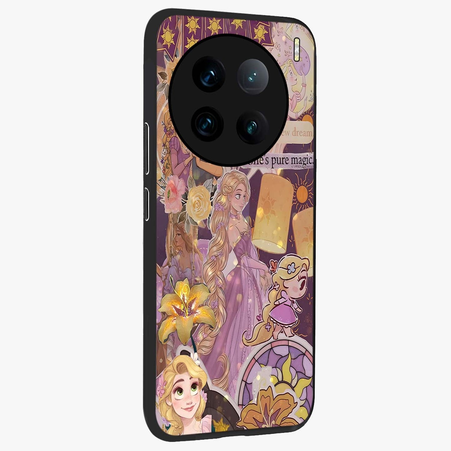 Magical Tangled Dream Glass Case upright view showcasing enchanting artistic artwork with dreamy fantasy theme.