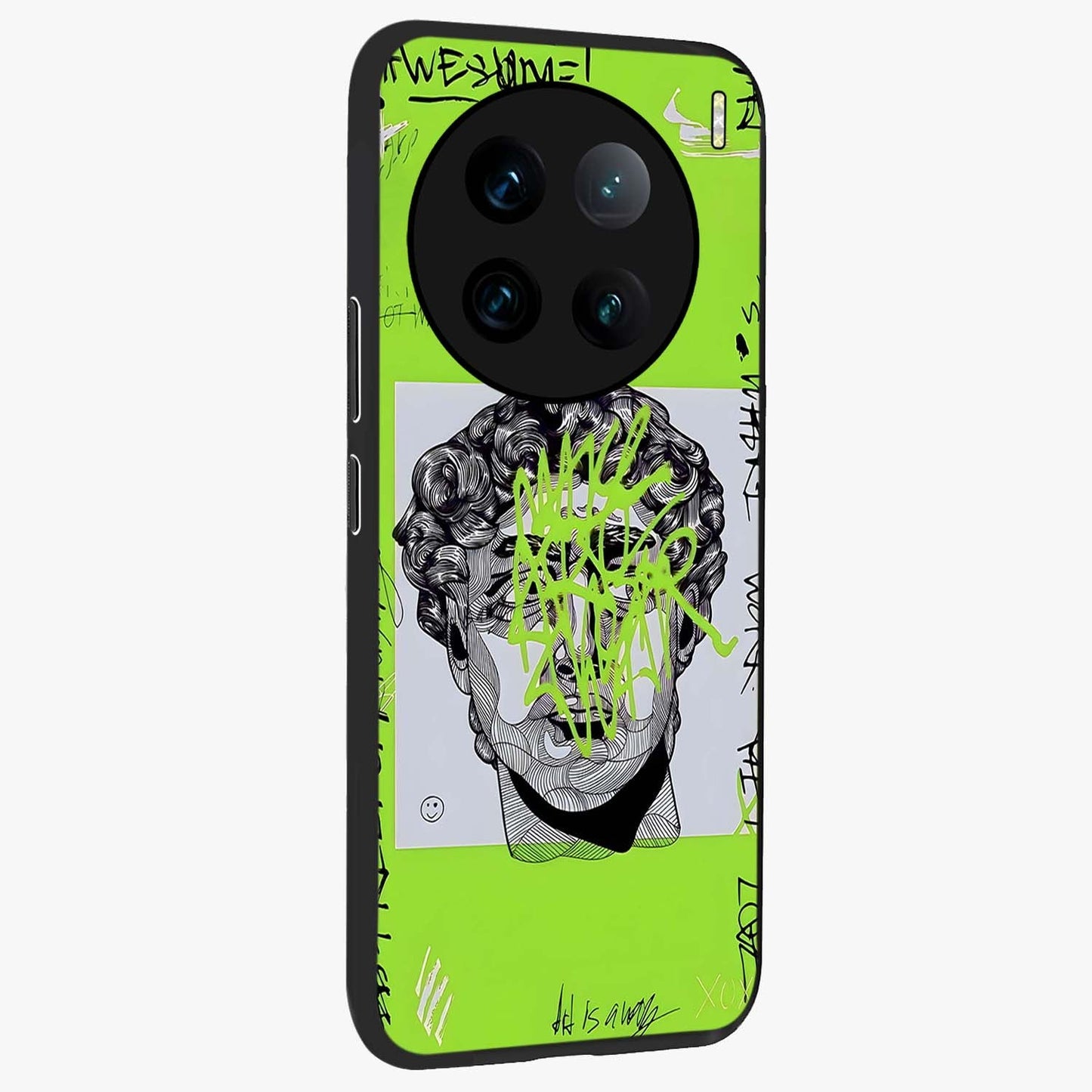 Neo Graffiti Rebellion Glass Case upright view showcasing colorful graffiti artwork with bold modern street style.