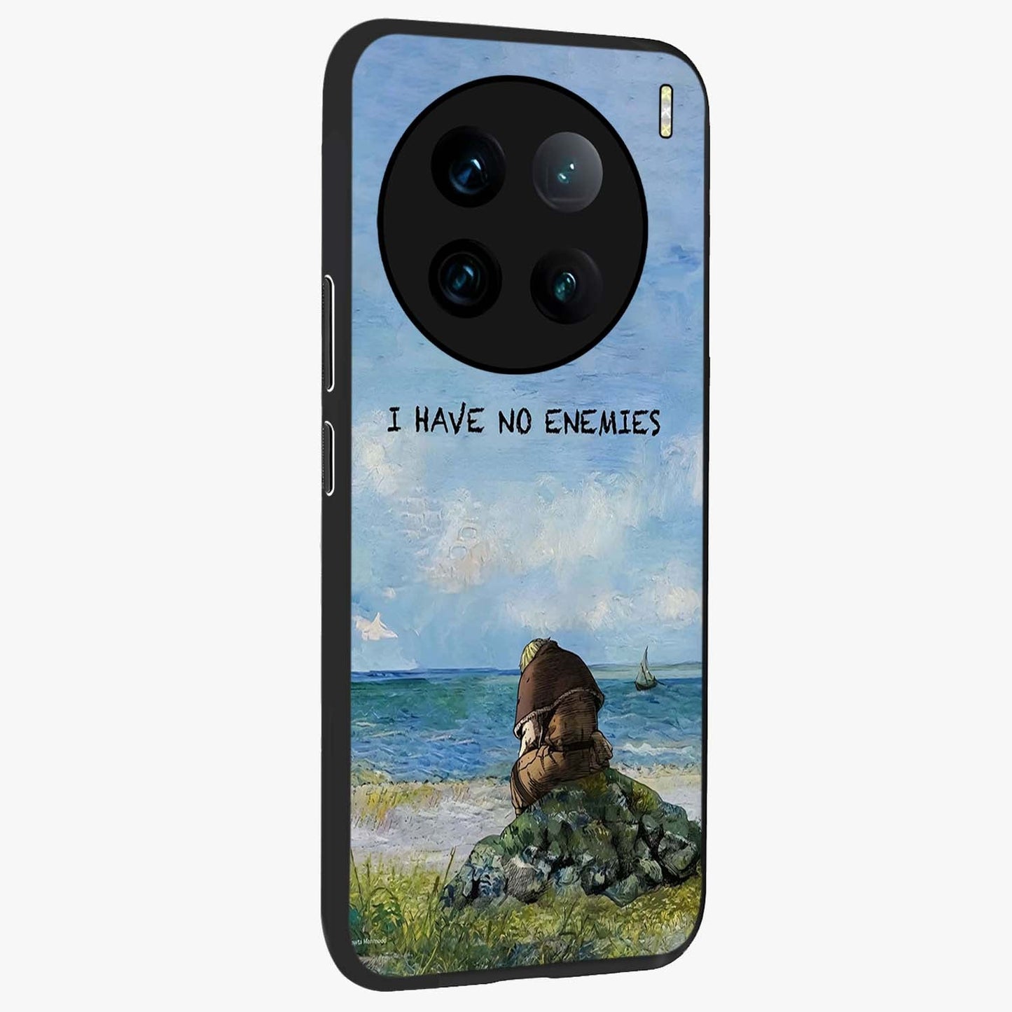 Peace Beyond War Glass Case upright view showcasing powerful peace symbol artwork with inspirational theme.