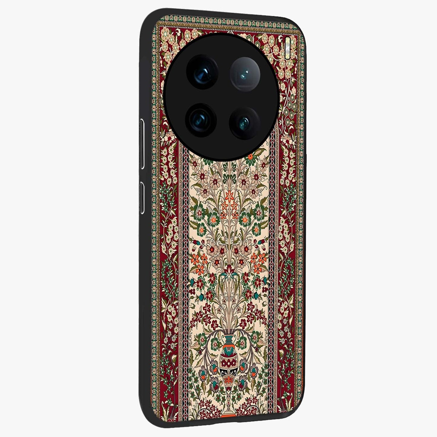 Persian Inspired Glass Case upright view showcasing decorative Persian artwork with rich heritage theme.