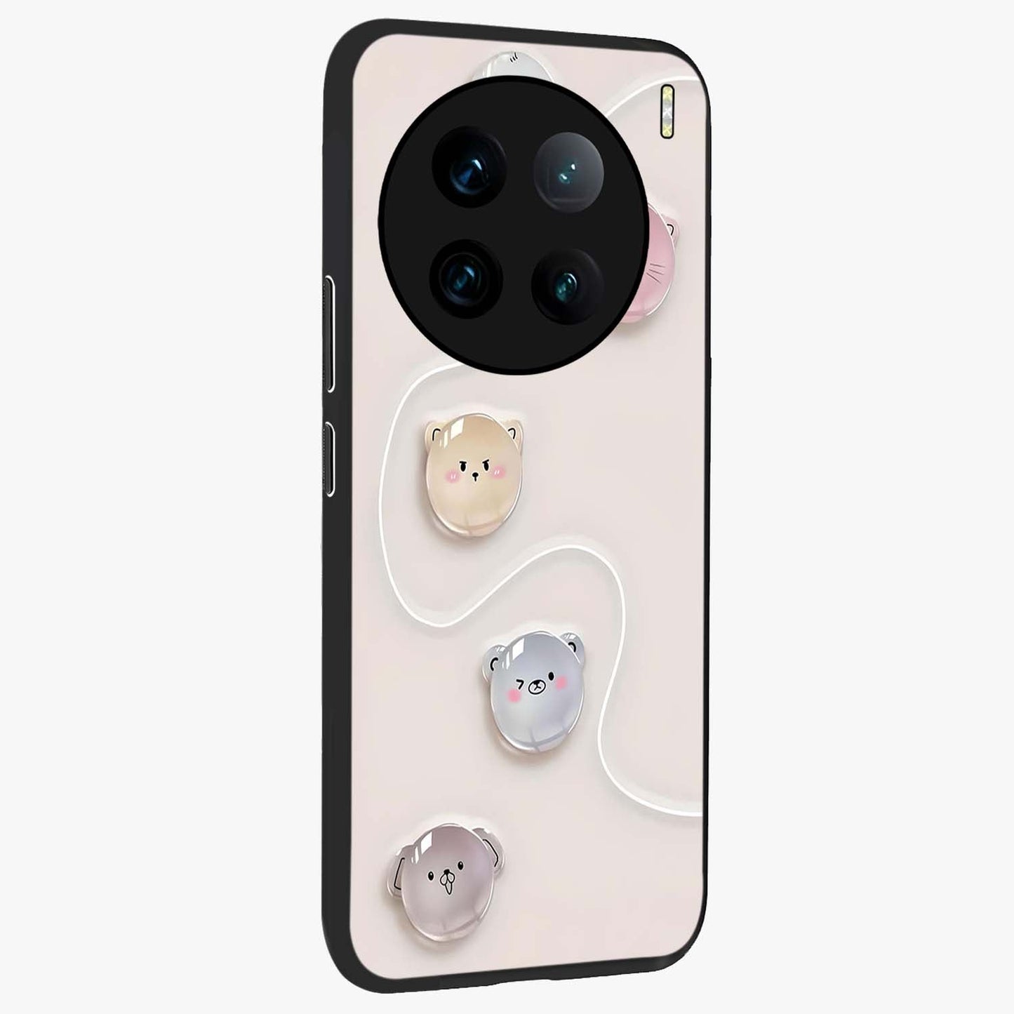 Puffy Face Parade Glass Case upright view showcasing adorable character artwork with cheerful animated theme.