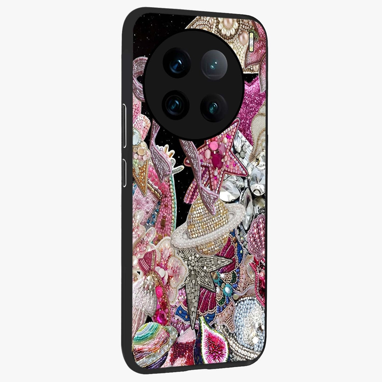 Starlit Jewel Dream Glass Case upright view showcasing radiant star inspired artwork with magical night theme.