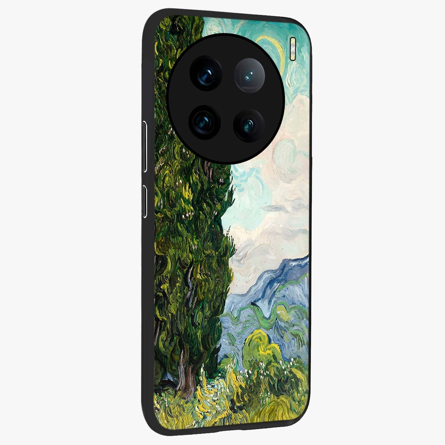 Van Gogh Vintage Art Glass Case upright view showcasing elegant vintage painting artwork with artistic heritage theme.