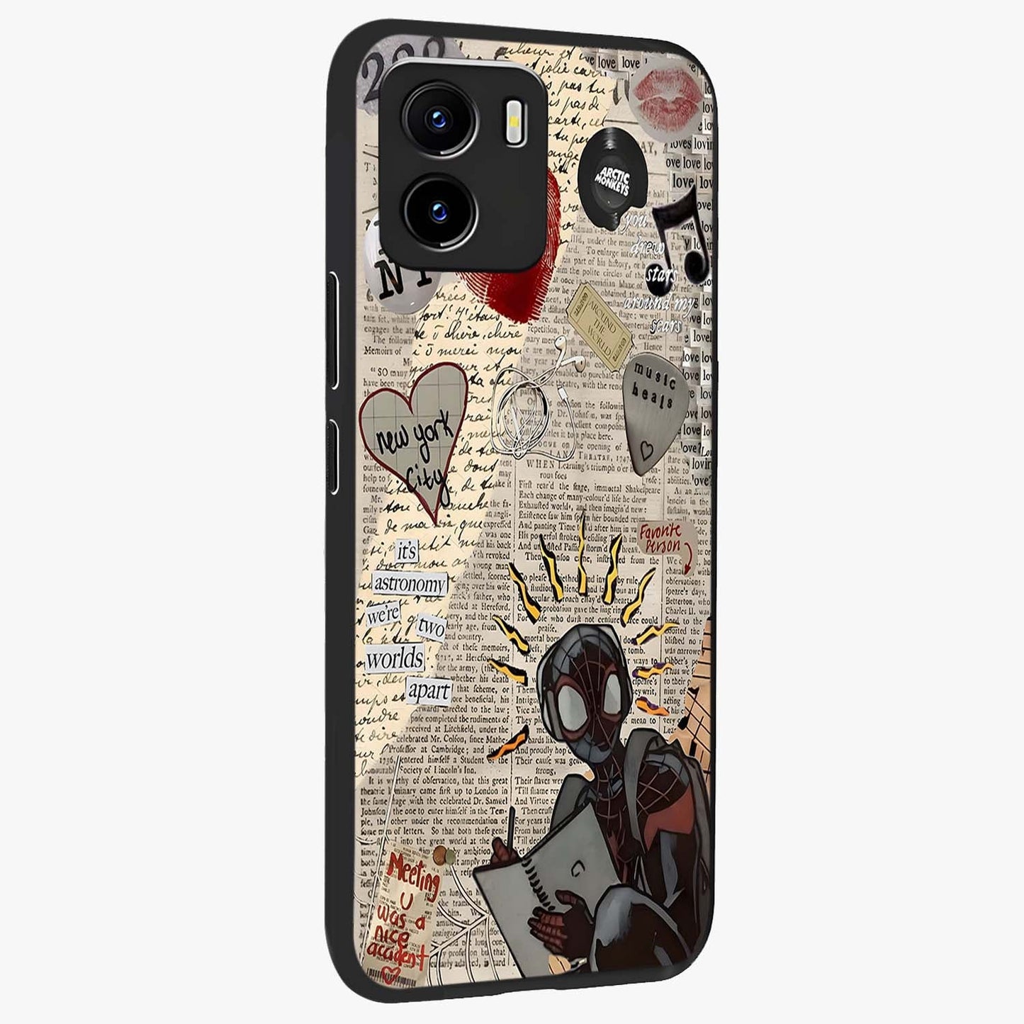 City Dream Sketch Glass Case upright view showcasing urban skyline artwork with stylish hand drawn design.