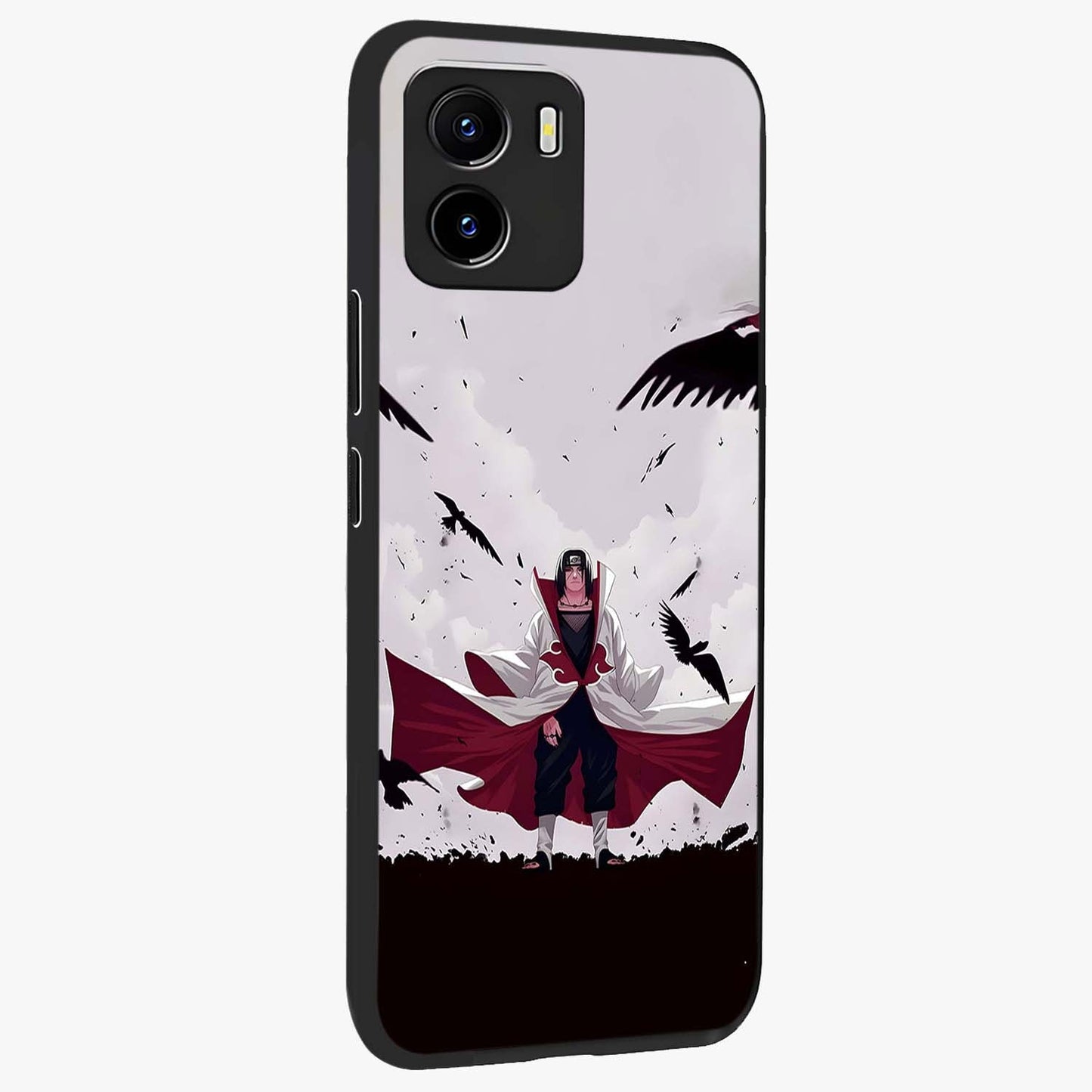 Crimson Crow Ascension Glass Case upright view showcasing dramatic crow artwork with bold gothic theme.