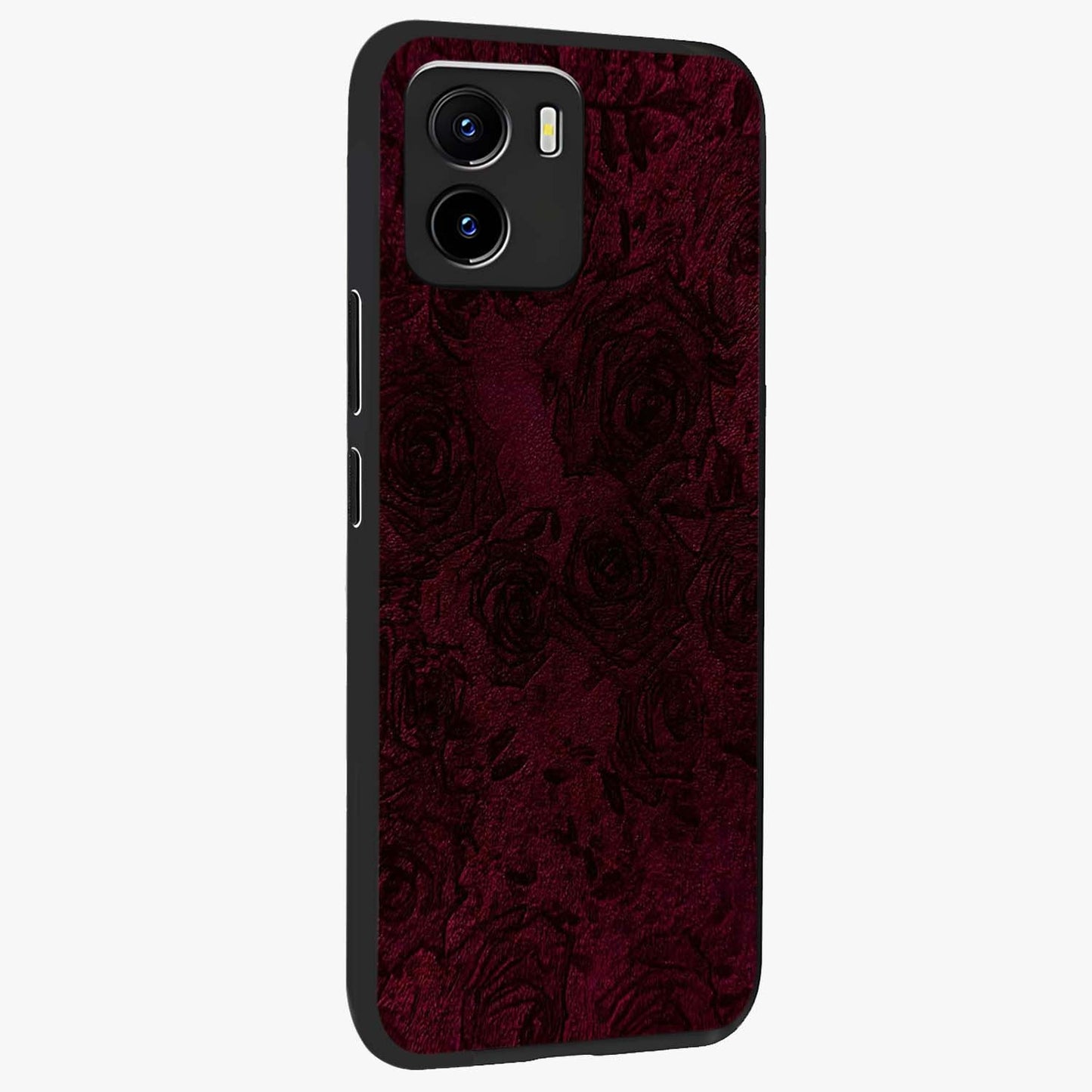 Crimson Fade Flow Glass Case upright view showcasing dynamic crimson flow artwork with stylish abstract theme.