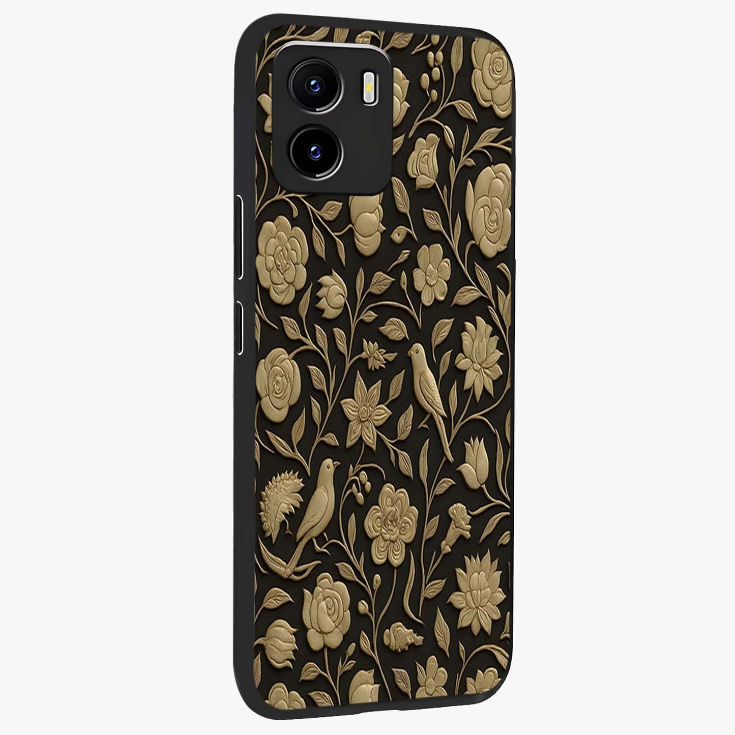 Golden Evil Eye Mandala Glass Case upright view showcasing decorative evil eye mandala artwork with spiritual aesthetic style.