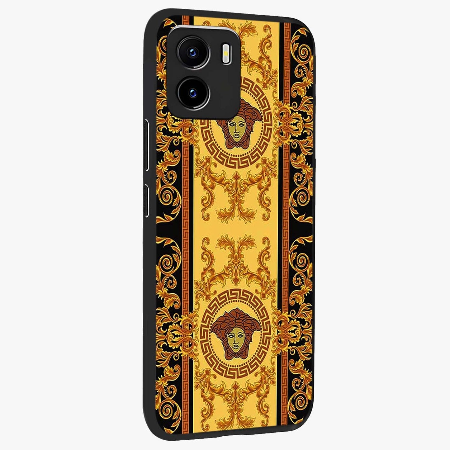 Golden Lotus Glow Glass Case upright view showcasing luminous lotus artwork with peaceful divine theme.