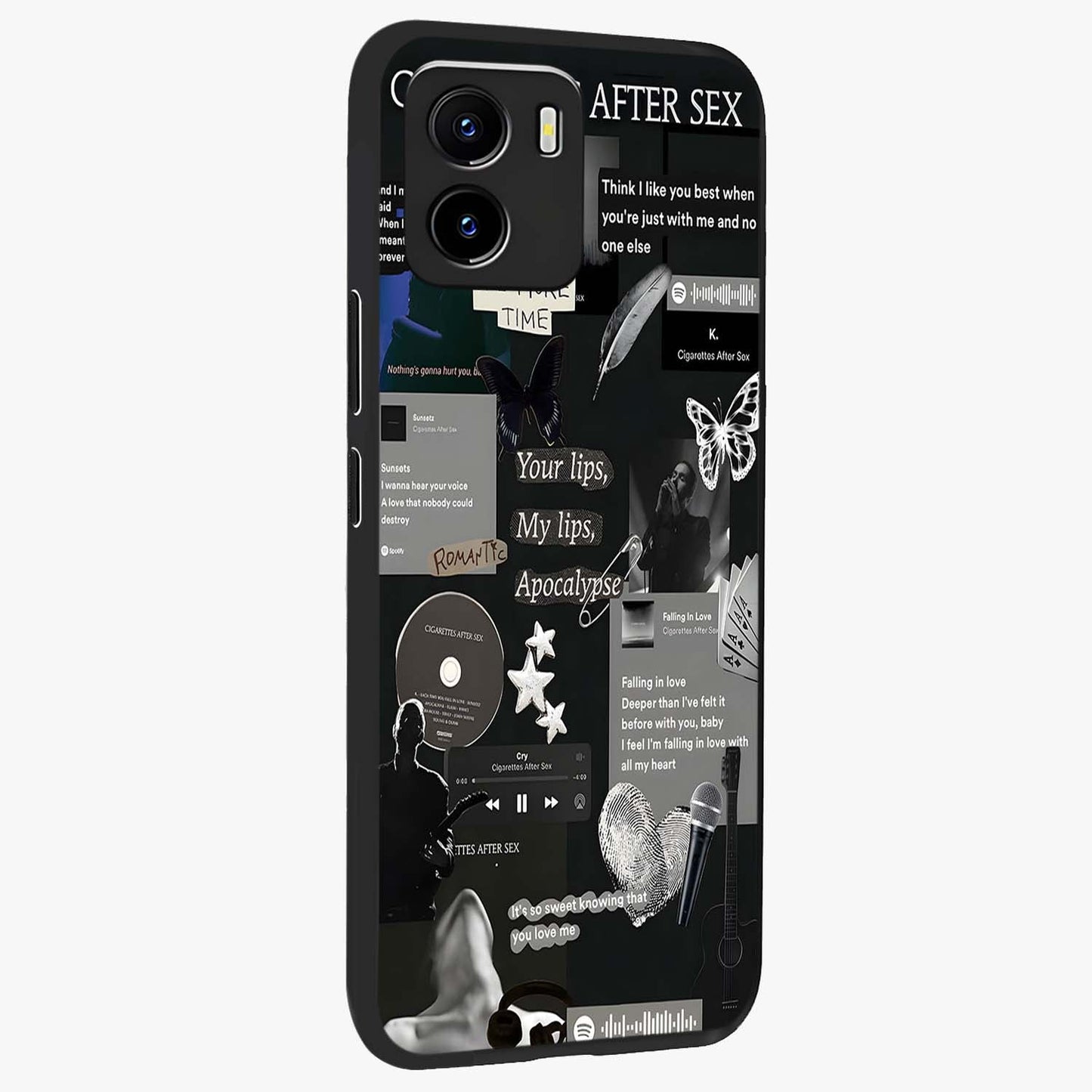 Midnight Love Echo Glass Case upright view showcasing expressive romantic artwork with dreamy midnight theme.