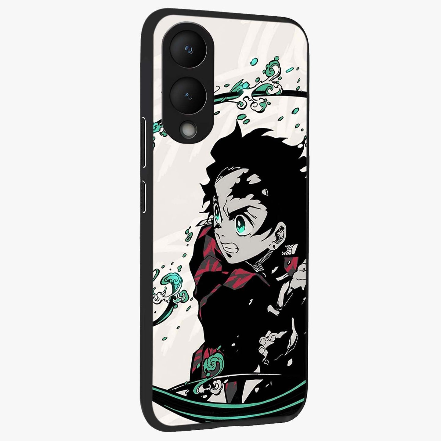 Demon Slayer Glass Case upright view showcasing powerful anime artwork with intense warrior theme.