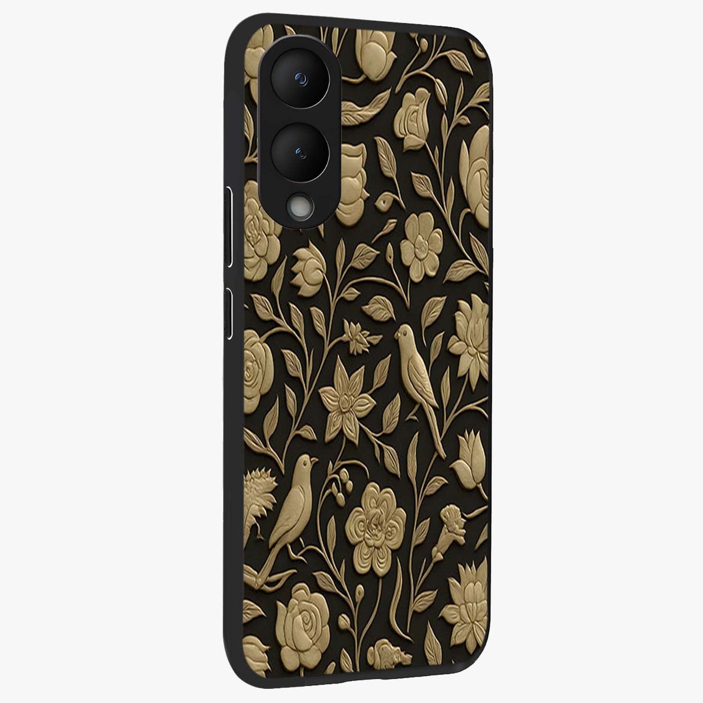Golden Evil Eye Mandala Glass Case upright view showcasing decorative evil eye mandala artwork with spiritual aesthetic style.