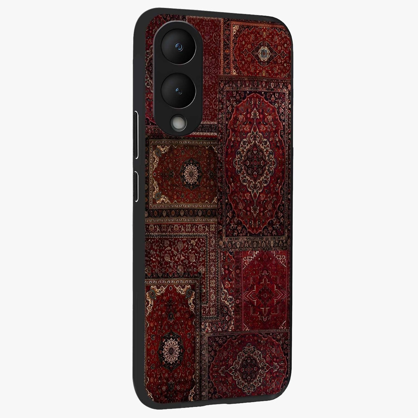 Persian Velvet Tale Glass Case upright view showcasing elegant Persian artwork with classic heritage theme.