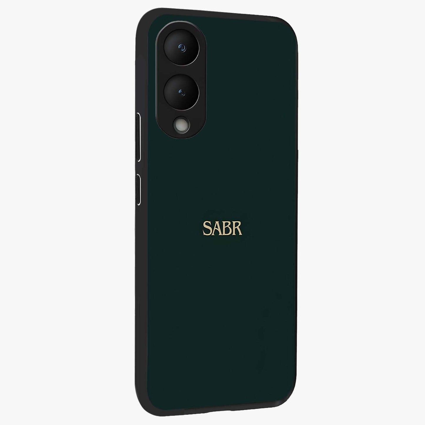 Sabr Minimal Patience Glass Case upright view showcasing calm minimalist artwork with motivational patience theme.