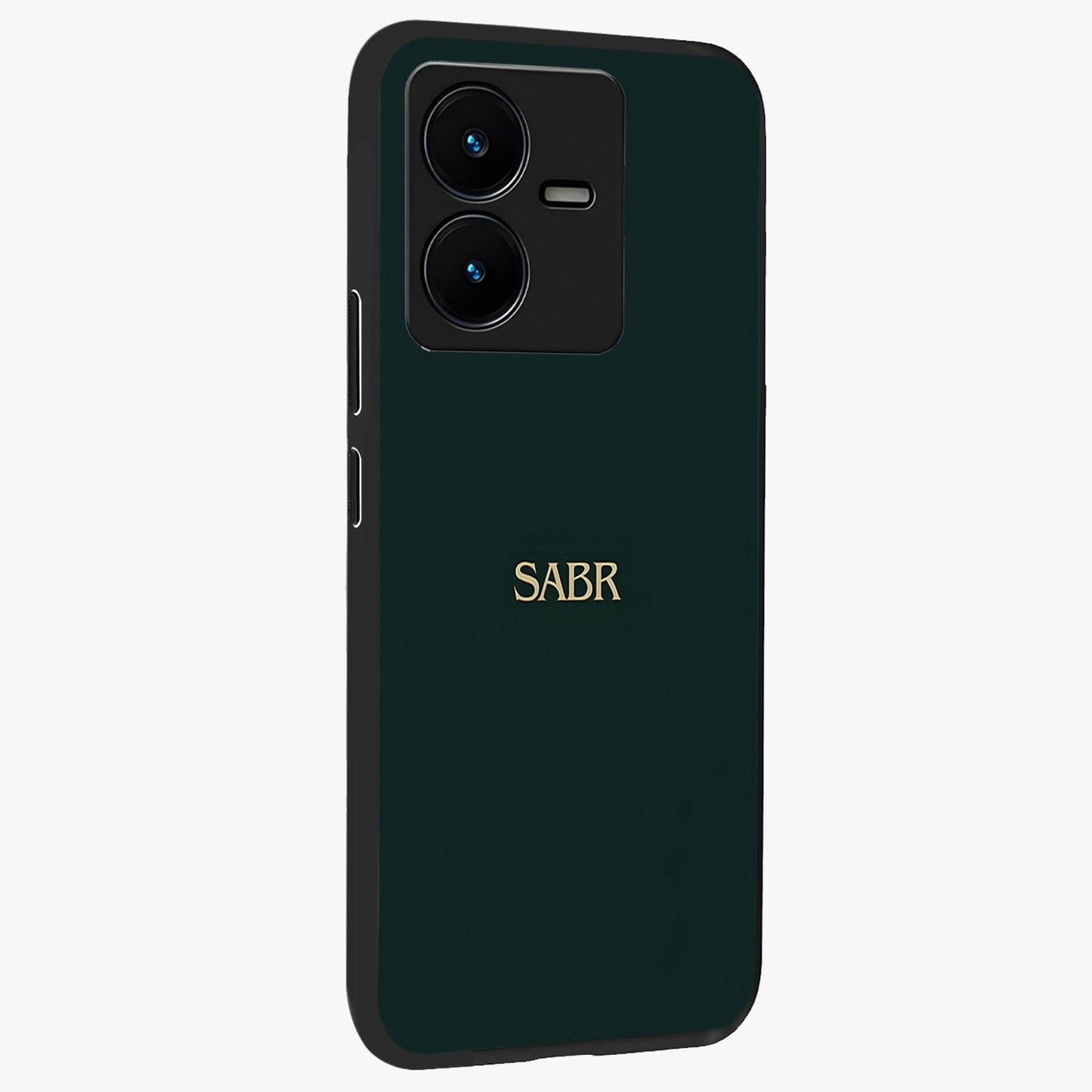 Sabr Minimal Patience Glass Case upright view showcasing calm minimalist artwork with motivational patience theme.